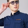 Over Size Shirt Men Light Blue Shirt - Image 4